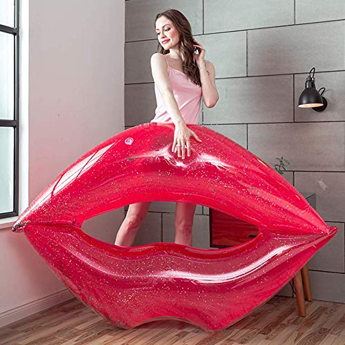 Labios inflable Lentejuelas colchón de aire, juguetes flotador de agua de fiesta en la piscina for adultos de los niños del anillo del círculo Playa Piscina Boca con el índice de inflación, Rojo kyman