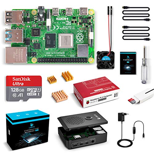 LABISTS Raspberry Pi 4 8GB Kit Incluido Tarjeta SD 128GB Precargada con Raspberry Pi OS, Ventilador, 3 Disipadores de Calor, 2 Micro HDMI, Caja y Lector de Tarjetas