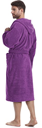 Ladeheid Albornoz de Baño 100% Algodón Ropa de Casa Hombre LA40-101(Morado Oscuro (D05), L)