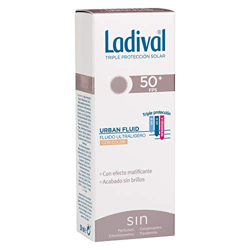 Ladival Urban Fluid Protector Solar con Color - Oil Free - FPS 50+, 50 ml