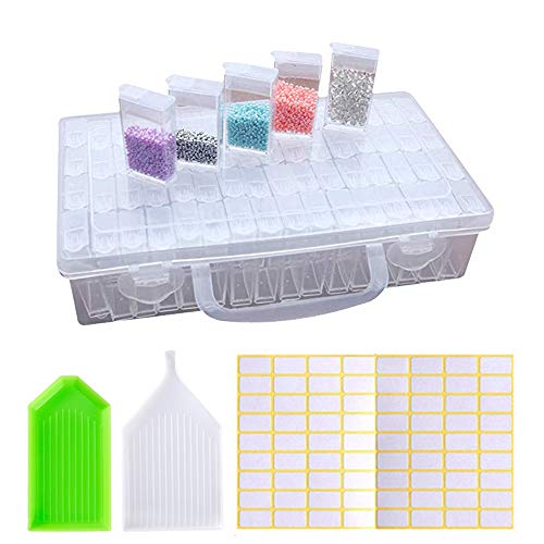 LAKIND Caja Organizadora de 64 Rejillas, Caja Almacenamiento Caja de Bordado de diamantes caja de almacenamiento para accesorios de pintura, joyería, accesorios de uñas