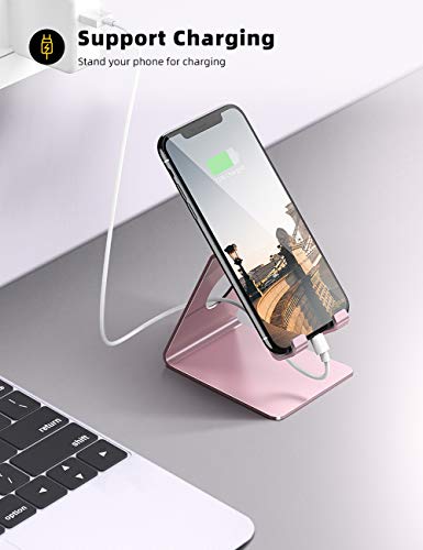 Lamicall Soporte Móvil, Soporte Teléfono : Soporte Dock Base para Teléfono e Smartphones para Phone XS MAX XR X 8 7 6 Plus 5 4, Nintendo Switch, Samsung S8 S7, Huawei, Otras Smartphones - Oro Rosa