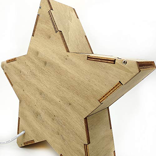 Lámpara LED de Mesa Noche Personalizada con Nombre. Estrella de Madera Luminosa. Varios diseños. Clase de eficiencia energética A. Luna