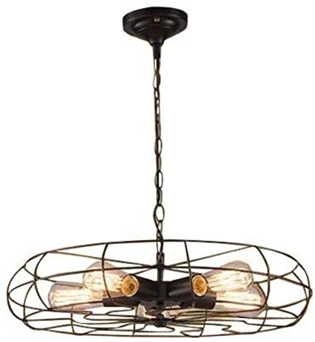 Lámpara LOFT candelabros de hierro industrial novedades golpearon ventilador de techo suspendido cerca (negro con 5 Flamimige) estudio de sala de estar sala de Hängelampe luz pendiente