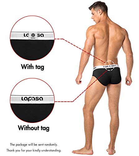 LAPASA Calzoncillo Slip Pack de 4 DE Algodón Peinado para Hombre con Soporte Frontal. M04 (Negro*2, Gris*2, L)