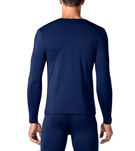 LAPASA Camiseta Térmica, Pack de 2 Manga Larga para Hombre. -Brushed Back Fabric Technique- M09 (L (Largo 72, Manga 60, Pecho 105 cm), Navy Blue (Azul Marino))