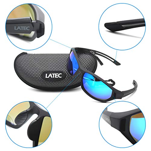 LATEC Gafas de Sol Deportivas, Gafas Ciclismo Polarizadas con Protección UV400 y TR90 Unbreakable Frame, para Hombres Mujeres al Aire Libre Deportes Pesca Esquí Conducción Golf Correr Ciclismo