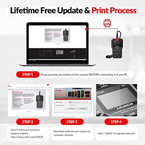 LAUNCH Code Reader CR529 Diagnosis OBD2 Lector y Apagado Luz de Error Motor y Emisiones con Datos en Vivo Test Sensor O2 Prueba EVAP para ITV [ Nuevo 2020 ]