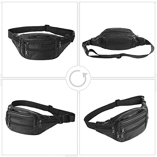 Leathario Bolso de Cintura Riñonera de Marcha y Running Acampada para Hombres Deporte Viaje al Aire Libre (Negro 3)