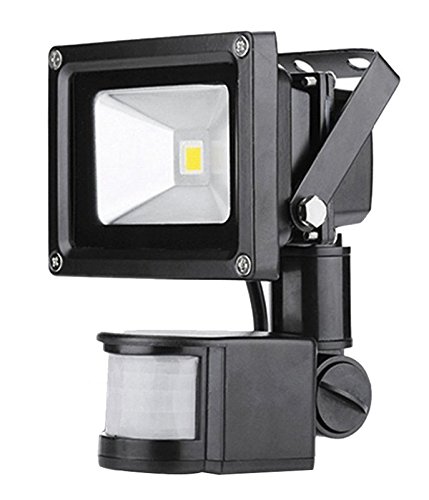 Leetop Proyector LED lámpara de 10 W con detector de Movement, IP65 PIR exterior lámpara de Sensor de infrarrojos humano, AC85 V-265 V, 120 grados Ángulo de haz, Blanco cálido, 20 unidades 10.00 wattsW, 230.00 voltsV