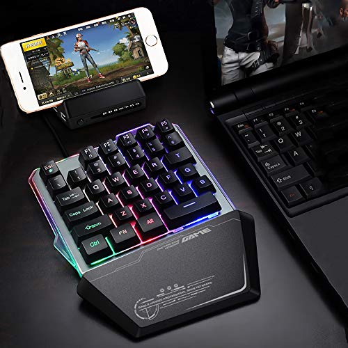 Lexon Tech G40 Teclado para Juegos con una Sola Mano, con Cable 35 Teclas Rainbow, retroiluminación por LED, Mini Teclado para Juegos, Teclado de una Mano para computadora portátil PC (Negro)