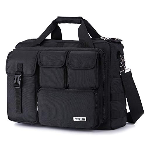 Lifewit Maletín para Portátiles de 17" Impermeable Bolso de Bandolera para Ordenador Portátil Bolso de Mensajero para Hombres con Gran Capacidad, Maletines de Viaje Múltifuncional, Negro