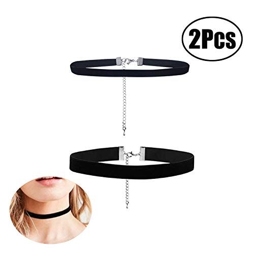 Liuxn Choker Terciopelo Gargantilla Negro de Cinta para Mujeres y Chicas, 2 Piezas