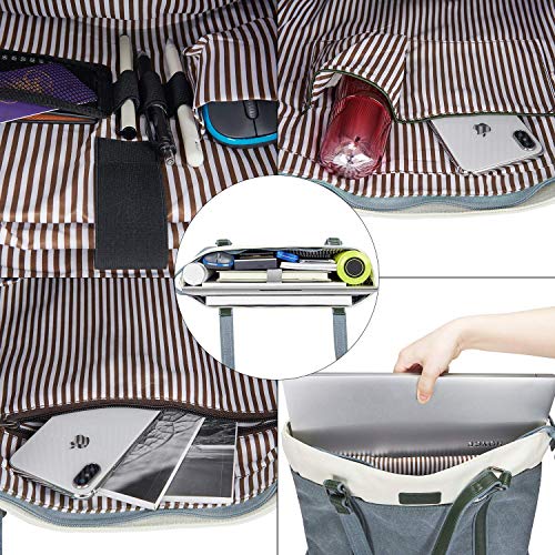 LIVACASA Bolso Tote para Ordenador Bandolera para Portátil Mujeres Hombres Funda para Portátil Computadora Bolsillo Exterior Macbook Air iPad Negocios Verde