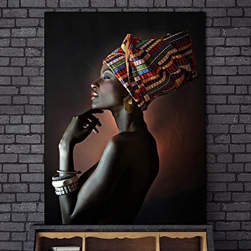 liwendi Hermosas Mujeres Negras Pinturas Al Óleo De Impresión En Lienzo Retrato De Arte De La Pared Africana Imprime Carteles E Impresiones De Pared Cuadros 60 * 80 Cm