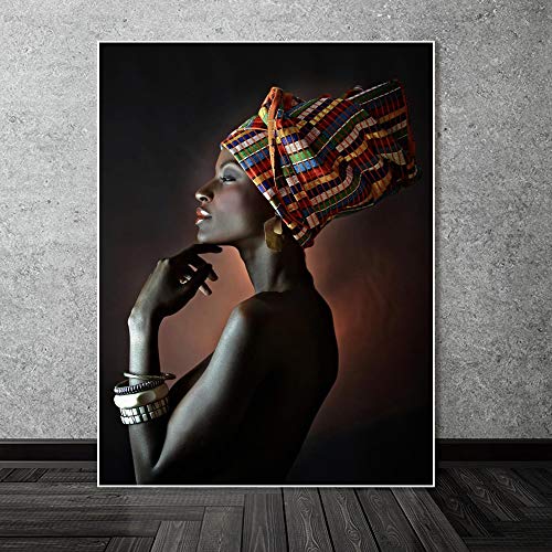 liwendi Hermosas Mujeres Negras Pinturas Al Óleo De Impresión En Lienzo Retrato De Arte De La Pared Africana Imprime Carteles E Impresiones De Pared Cuadros 60 * 80 Cm