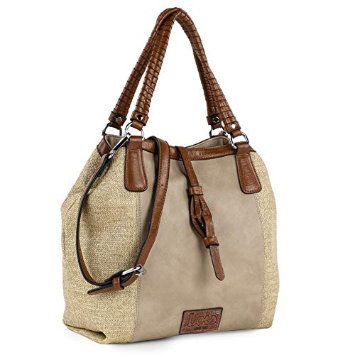 Lois - Bolso de Mano Tipo Shopping con Baldolera Ajustable y Desmontable de Lois de la Nueva Colección Blainville Ideal para Uso Diario Diseño Safari. 307481, Color Beige