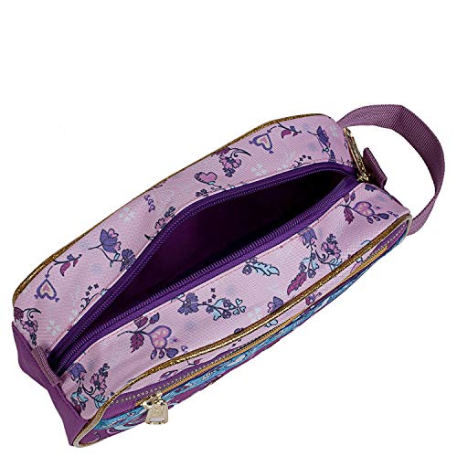 Lois - Neceser Infantil de Niña Bolsa de Aseo Estampado Cachemir Asa de Mano Amplio Cómodo Práctico Ligero y Resistente Colegio Deporte o Viaje 130223, Color Morado