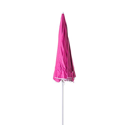 LOLAhome Sombrilla Playa Plegable Nylon de Ø 220 cm (Rosa)