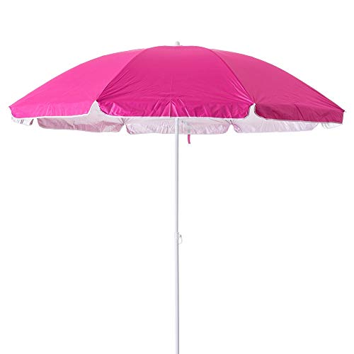 LOLAhome Sombrilla Playa Plegable Nylon de Ø 220 cm (Rosa)