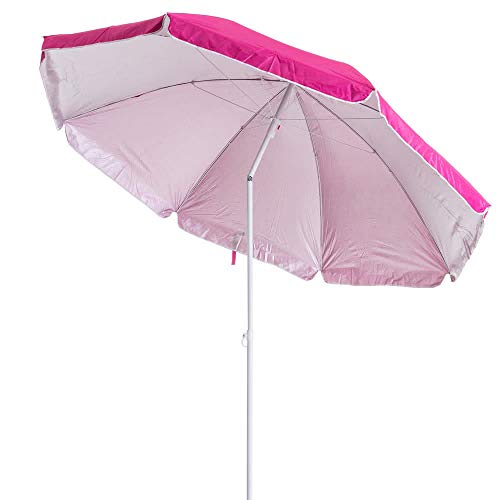 LOLAhome Sombrilla Playa Plegable Nylon de Ø 220 cm (Rosa)