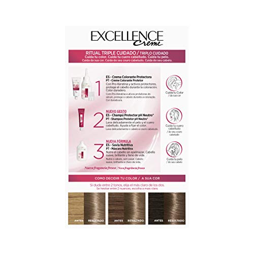 L'Oreal París - Coloración Excellence Crème Triple Protección 7,1 Rubio Ceniza