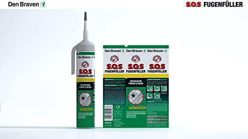 Los Braven SOS Fugenfüller 200 ml, Reparaturspachtel, lluvia y wetterresistent, alta Fertigspachtel Made in Germany, sabe, 4016960014977