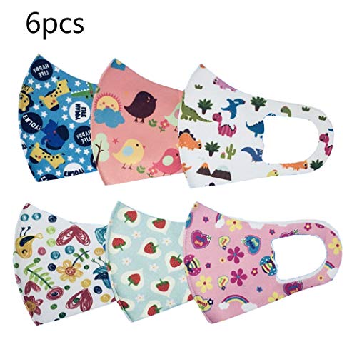 Losping 6pcs Niños Reutilizable Dibujos Animados Impresión Móvil ṁááś Breátháblě Ânťi-Póllťion Ânťi-smog Dilstproof ƒácě Protector Cóvěr