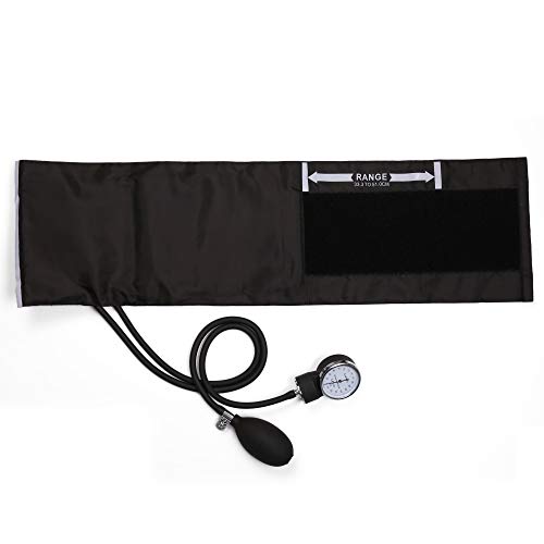 LotFancy Esfigmomanómetro Aneroide, Tensiometro Monitor Profesional de Presión Arterial Manual, Manguito Adulto Grande con Estuche - Negro (32-50cm)