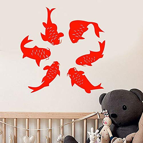 Lucky Koi Tatuajes De Pared Peces De Dibujos Animados Estilo Marino Niños Dormitorio Baño Decoración Para El Hogar Papel Tapiz Animal Puertas Y Ventanas Pegatinas57X58Cm