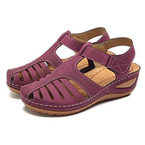 Luckycat Sandalias Punta Cerrada para Mujer Sandalias de Verano de Cuero Sandalias Planas Cómodos Sandalias Mujer de Cuero Planas Cómodos Casual Mocasines Loafers Moda Zapatos Plano Verano Sandalias