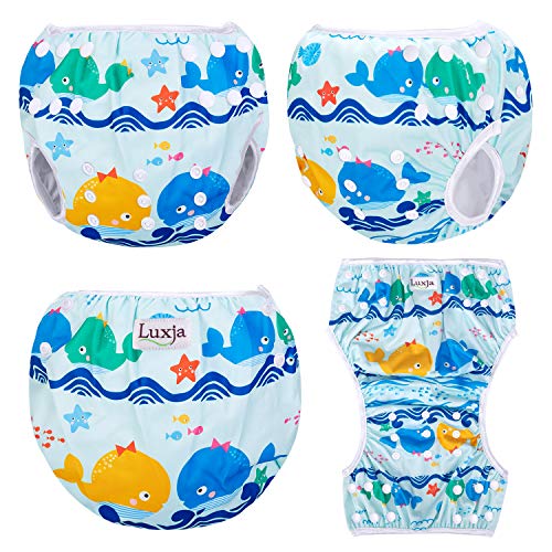 Luxja Pañal de Natación para bebes Bañador Reutilizable de Nadar de Bebé Pañal lavable para Bebé (0-3 años), Ballenas + Peces