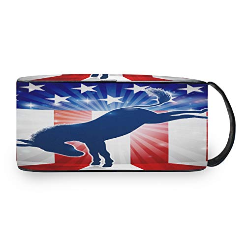 LZXO Bolsa de cosméticos colgante con diseño de burro de la bandera estadounidense de viaje, bolsa de aseo con cremallera, bolsa de maquillaje profesional, portátil, bolsa