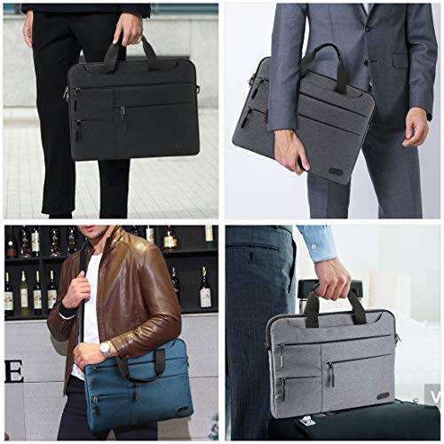 Maletin Ordenador Portatil 13,3-14 Pulgadas Hombre Mujer Bolso Bandolera Impermeable para portátiles Protectora Compatible Trabajo Bolsa Gris Negro