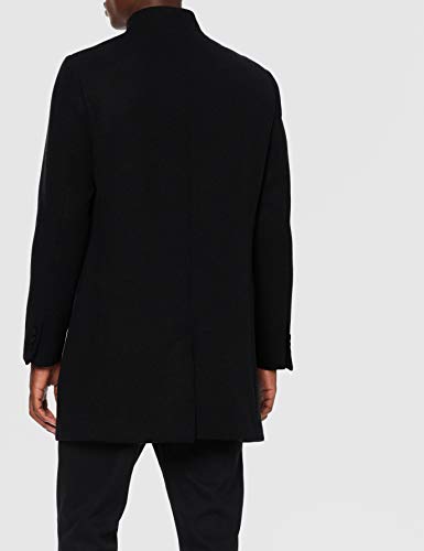 Marca Amazon - find. Abrigo Largo de Lana Hombre, Negro (Black), S, Label: S