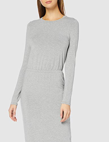 Marca Amazon - find. Vestido Largo Estilo Camiseta de Punto Mujer, Gris (Grey Marl), 36, Label: XS