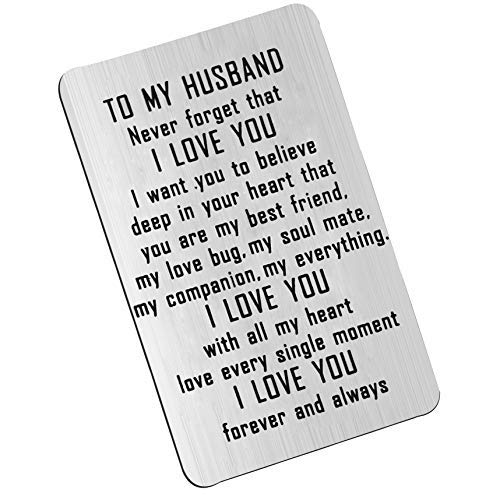 Marido Gift to My Marband Wallet Insert Never Forget That I Love You - Carteras de metal con texto en inglés "Love Note" plata