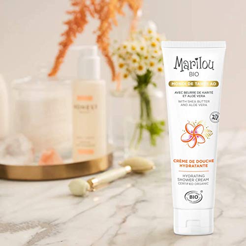 Marilou Bio – Gama Monoï – Crema de ducha con aceite de monoï de Tahití – Tubo de 150 ml – Llévese de viaje en su cuarto de baño.