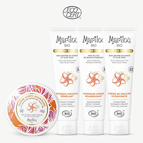 Marilou Bio – Gama Monoï – Crema de ducha con aceite de monoï de Tahití – Tubo de 150 ml – Llévese de viaje en su cuarto de baño.