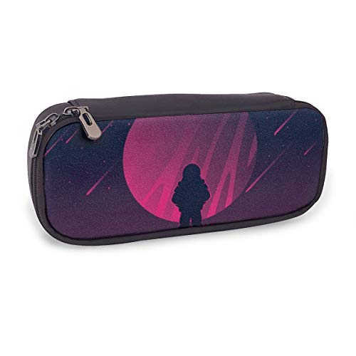 Martian Look A Planet - Estuche para lápices de maquillaje, estuche organizador de papelería para estudiantes con doble cremallera para la escuela, oficina, viajes