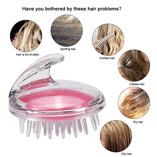 Masajeador de cuero cabelludo, Champú para la cabeza Crecimiento del cabello Cuidado de la salud Cepillo de ducha de baño Masaje de lavado de cabello Peine Herramienta de belleza(Pink)