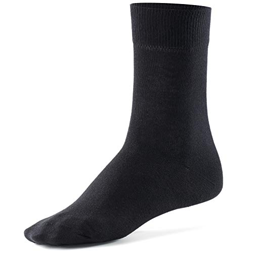 Mat & Vic’s Calcetines Clásicos de Vestir para Hombre y Mujer, Algodón, Certificado Oeko-Tex 100, cómodos (10 pares, negro, UK 12-15 / EU 47-50)