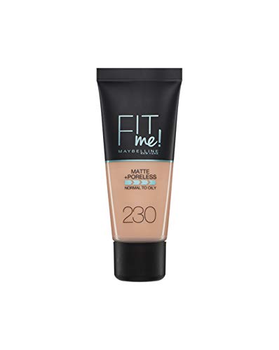 Maybelline New York - Fit Me, Base de Maquillaje Mate Afina Poros, Tono 230 Natural Buff - 30 ml