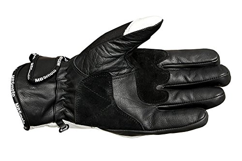 MBSmoto - Guantes de piel con protecciones para motocicletas, blanco, extra-large