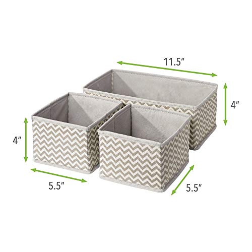 mDesign Juego de 12 cajas organizadoras para el cuarto de los niños - Organizadores para armarios para artículos de bebé - Caja para organizar juguetes, pañales o medicinas - Topo/natural