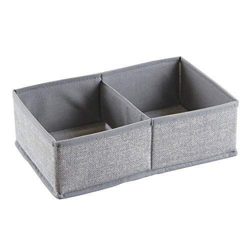 mDesign Organizador para bebés – Juego de 2 cajas organizadoras con dos compartimentos cada una para pañales, toallitas, etc. – Organizador de juguetes y artículos de bebés – Color: gris