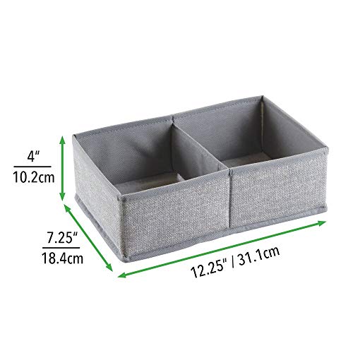 mDesign Organizador para bebés – Juego de 2 cajas organizadoras con dos compartimentos cada una para pañales, toallitas, etc. – Organizador de juguetes y artículos de bebés – Color: gris