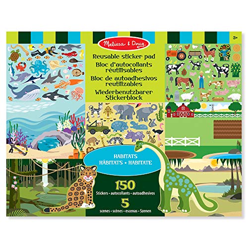 Melissa & Doug- Hábitats Bloc de Autoadhesivos Reutilizables, Multicolor (14196)