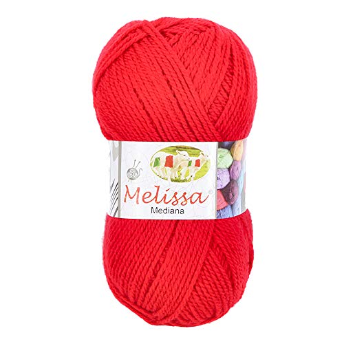 Melissa Hilo Acrílico Ovillo de Lana Premium para DIY Tejer y Ganchillo (1u * 100g), Rojo V29, Mediana