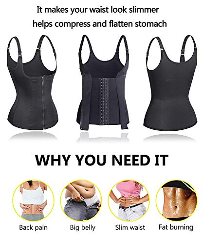 Memoryee Faja Reductora Mujer Camisetas Sauna Adelgazantes Cinturón de Entrenamiento para Mujeres Corsé/Negro/S